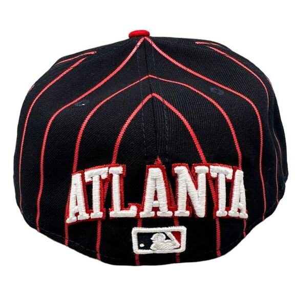 New Era 59FIFTY Atlanta‎ Braves City Arch Fitted Hat Navy Red Size 8 - Picture 7 of 8